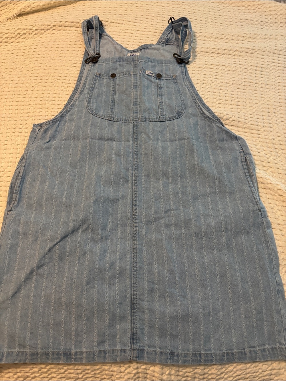 Lee Workwear Light Wash Denim Overalls Dress Jumper Sz L
